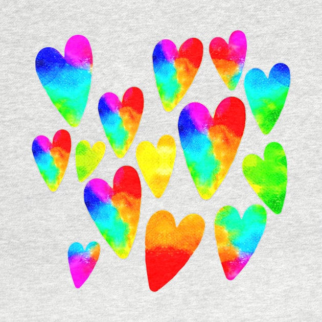 Neon Rainbow Watercolor Hearts by SpecialTs